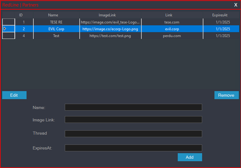 Figure 15. RedLine MainServer advertisement management interface Figure 15. RedLine MainServer advertisement management interface