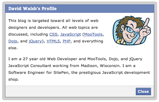 LightFace: Facebook Lightbox for MooTools