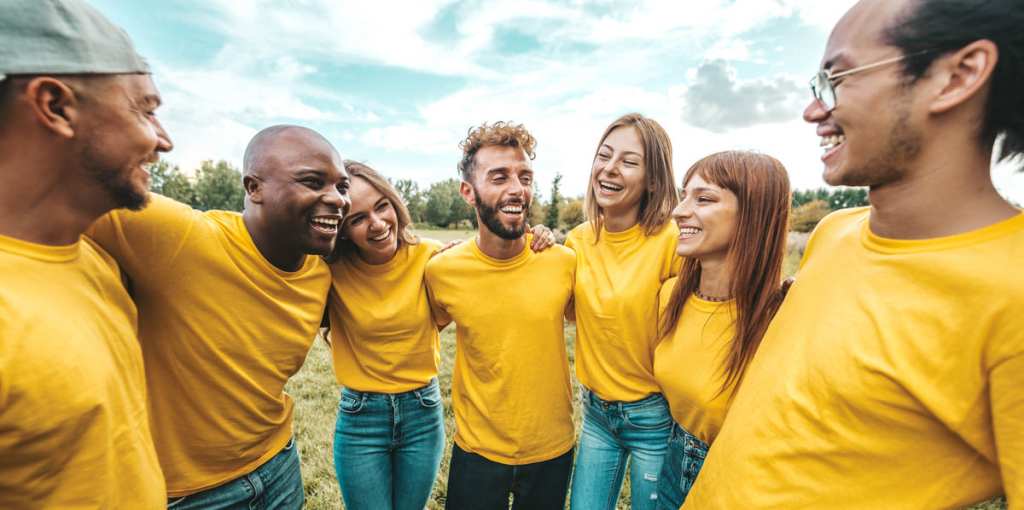 a group of attendees during a participatory event activity